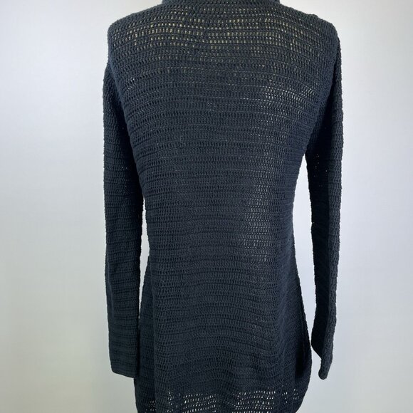 Vintage Chico’s Black Midi Long Cardigan Button Front Sweater Chunky Knit Small - Picture 5 of 9